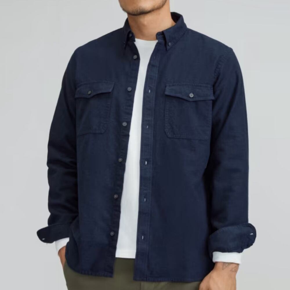 Everlane The Brushed Flannel Shirt - Heather Navy Size S